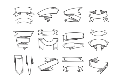 Vector blank doodle vintage ribbons