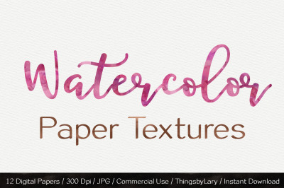 12 Watercolor Paper Textures JPG 12inch Instant Download