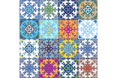 Portuguese azulejo tiles. Blue and white gorgeous seamless