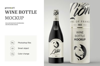 Matte Glass Wine Bottle Mockup