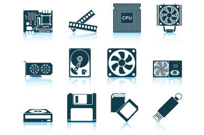 Set of computer hardware icons