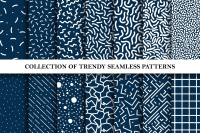 Set of memphis trendy patterns