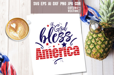 God bless America Quote - svg, eps, ai, cdr, dxf, png, jpg