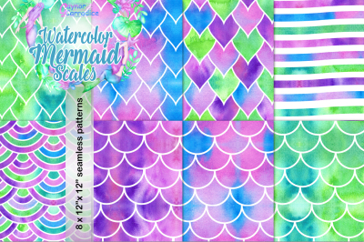 Watercolor mermaid scales