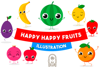 Happy Happy Fruits Illustration