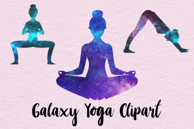 Galaxy Yoga Clipart, Galaxy Yoga Poses, 25 PNG Yoga Images