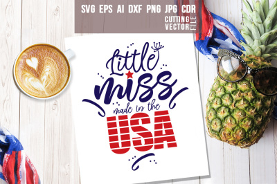 Little miss USA Quote - svg, eps, ai, cdr, dxf, png, jpg