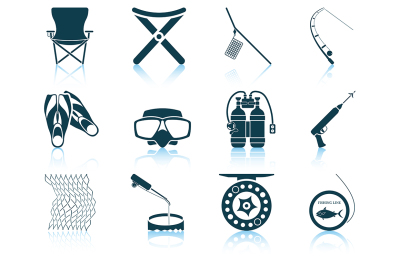 Set of fishing icons