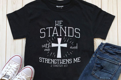 He stands with me and strengthens me Pringtable