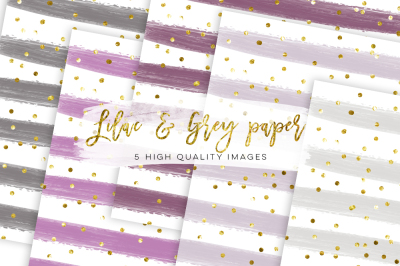 lilac gray confetti paper, lilac grey stripes, Digital Paper Pack, 