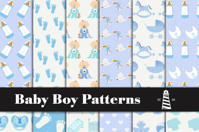 Baby Boy Pattern&2C; Baby Digital Paper&2C; Baby Shower Paper