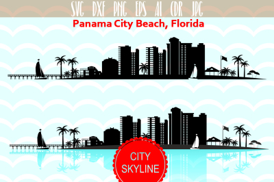 Panama City Beach SVG, Florida Vector Skyline