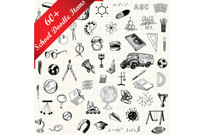 Set of doodle education icons