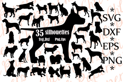 Dog Silhouette Svg: ,DOG CLIPART, Dog cut file,Dogs Vector
