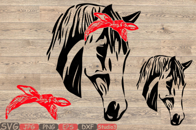 Horse Head whit Bandana Silhouette SVG cowboy western Farm 845S 