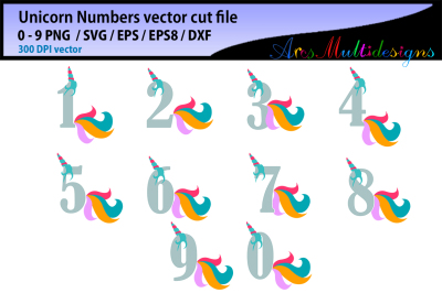 Unicorn numbers graphics and illustration / unicorn number SVG 