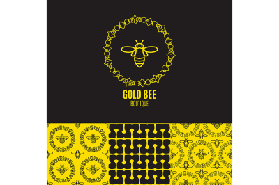 Logo with insect. Badge Bee for corporate identity