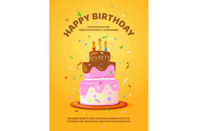 Background with birthday cake and candles. Vector illustration