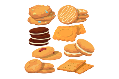 Decorated cookies in cartoon style. Vector baking illustration isolate