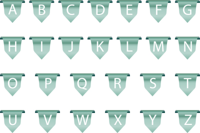 uppercase letters engraved in folded ribbon