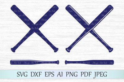 Criss cross baseball bats SVG, DXF, EPS, AI, PNG, PDF, JPEG