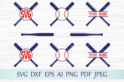 Baseball bat monograms SVG, DXF, EPS, AI, PNG, PDF, J