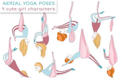 Aerial Yoga Poses Set