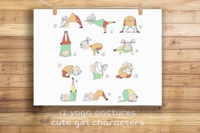 Yoga Poses with Cute Girl Character