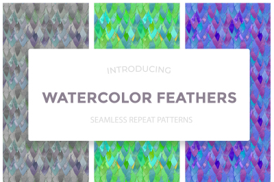 Watercolor Feathers Seamless Repeat