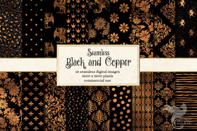 Black and Copper Seamless Patterns