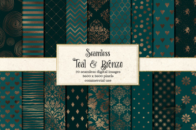 Teal and Bronze Digital Paper