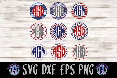Patriotic Circle Monogram Frame SVG DXF EPS PNG Digital Download