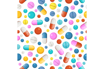 Vector seamless pattern of pills and other pharmaceutical ellements