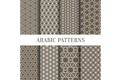 Arabic or asian seamless pattern set from simple geometric shapes