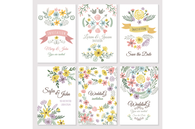 Floral design of wedding invitation cards