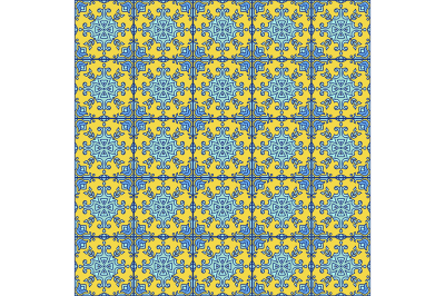 Portuguese azulejo tiles. Blue and white gorgeous seamless