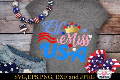 SVG, Dxf, Eps & Png Cutting Files Lil' Miss USA