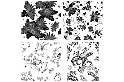 4 Floral Seamless Patterns