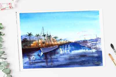 A Bay View Watercolor Print 