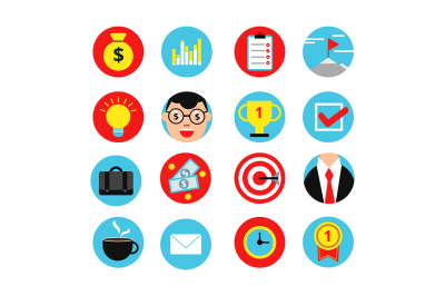 Business icon set in flat style