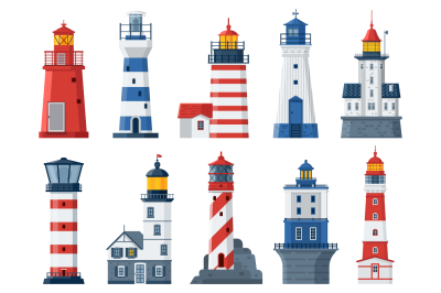 Flat Lighthouses and Sea Guide Lights