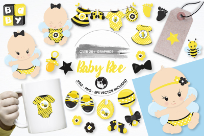 Baby bee graphics illustrations