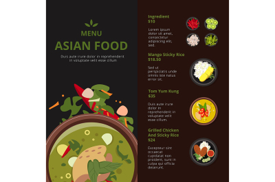 Design template of asian food menu.