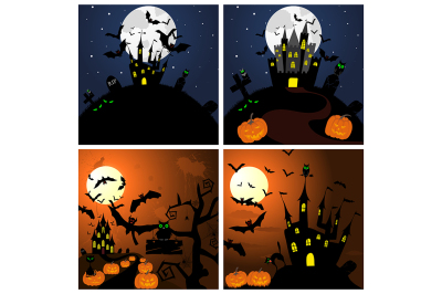 Set of Halloween Greeting Cards