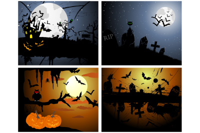 Set of Halloween Greeting Cards