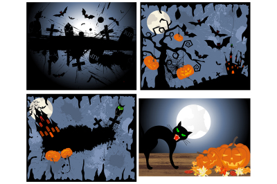 Set of Halloween Greeting Cards