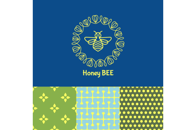 Logo with insect. Badge Bee for corporate identity