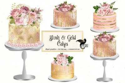 Blush and Gold Cakes 