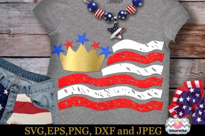 SVG&2C; Dxf&2C; Eps &amp; Png Cutting Files July Fourth Flag Crown