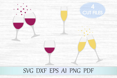Champagne, Red wine SVG, DXF, EPS, AI, PNG, PDF